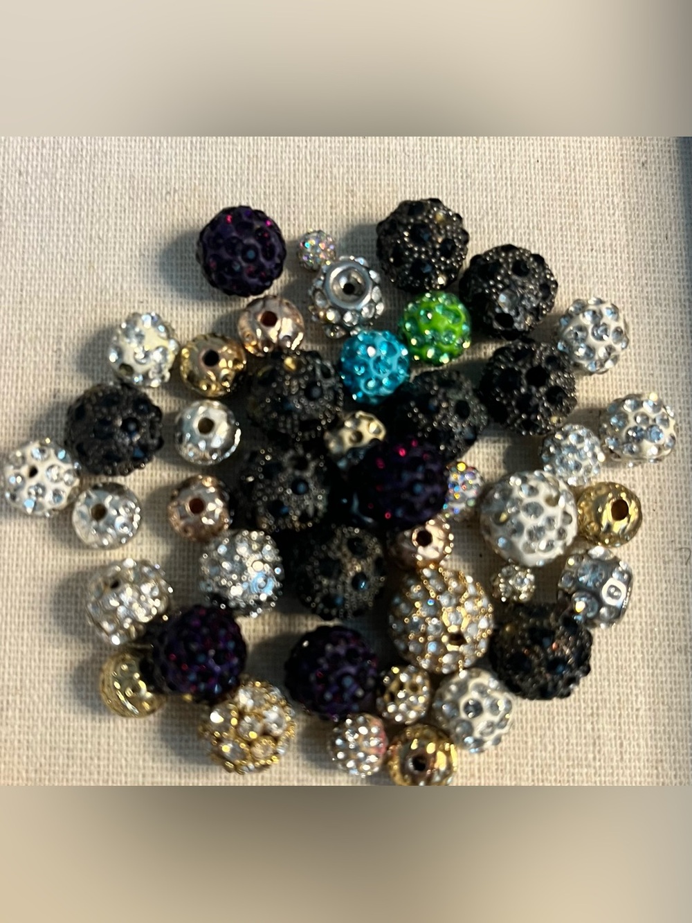 Mixed Pave Crystal Bead Set for Bracelets — Multicolor